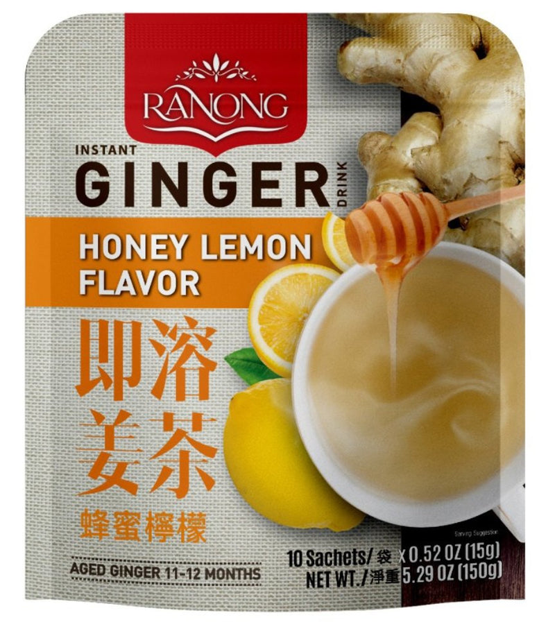RANONG TEA | Instant Ginger Drink Honey Lemon Flavor | Box/12Bag x 150 g - AfroAsiaa