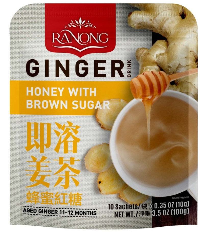 RANONG TEA | Instant Ginger Drink Natural Honey Flavor with Brown Sugar | Box/ 12Bag x 10 x10g - AfroAsiaa