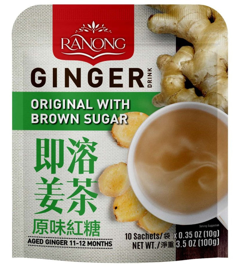 RANONG TEA | Instant Ginger Original Flavor with Brown Sugar | Box/ 12Bag x 10 x10g - AfroAsiaa